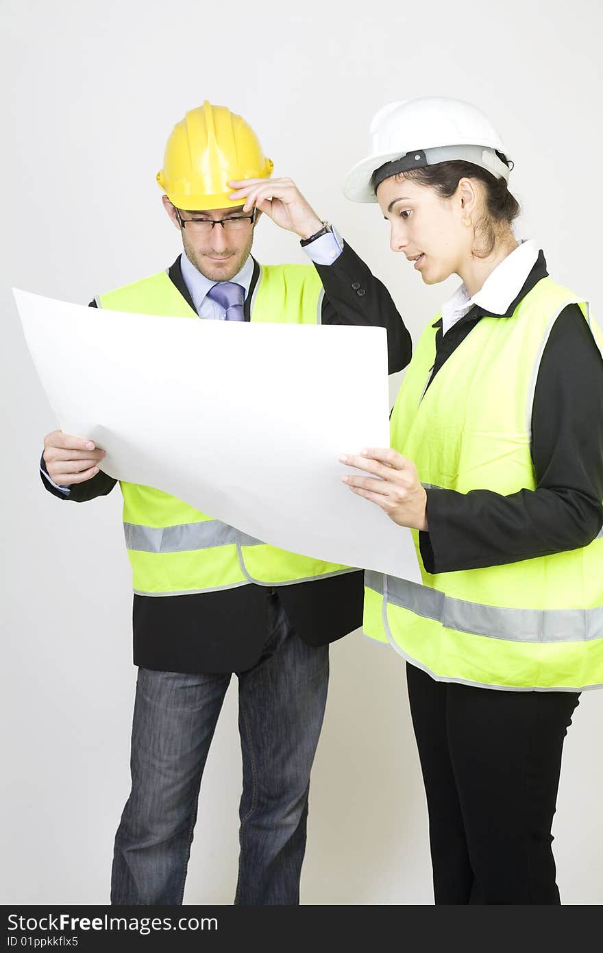 Engineer and client checking a project. Engineer and client checking a project