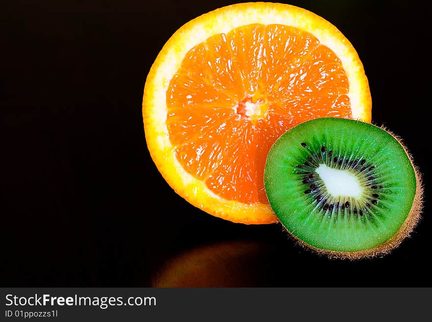 Orange and Kiwi still life