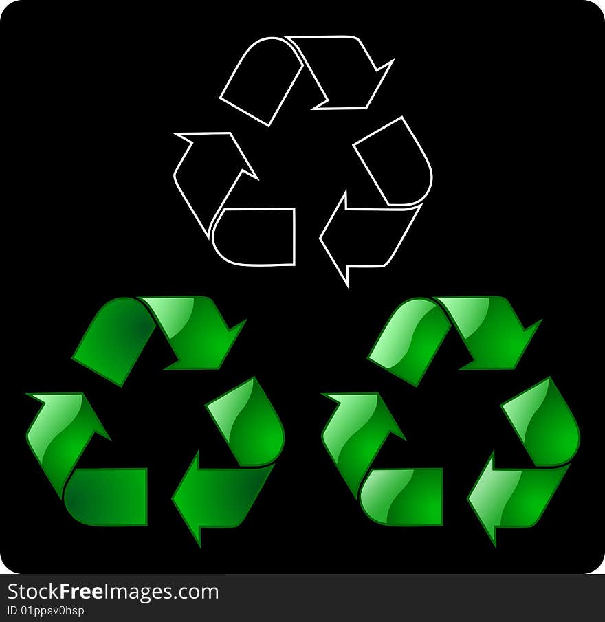 Detailed keyable Recycling Symbol with outline.