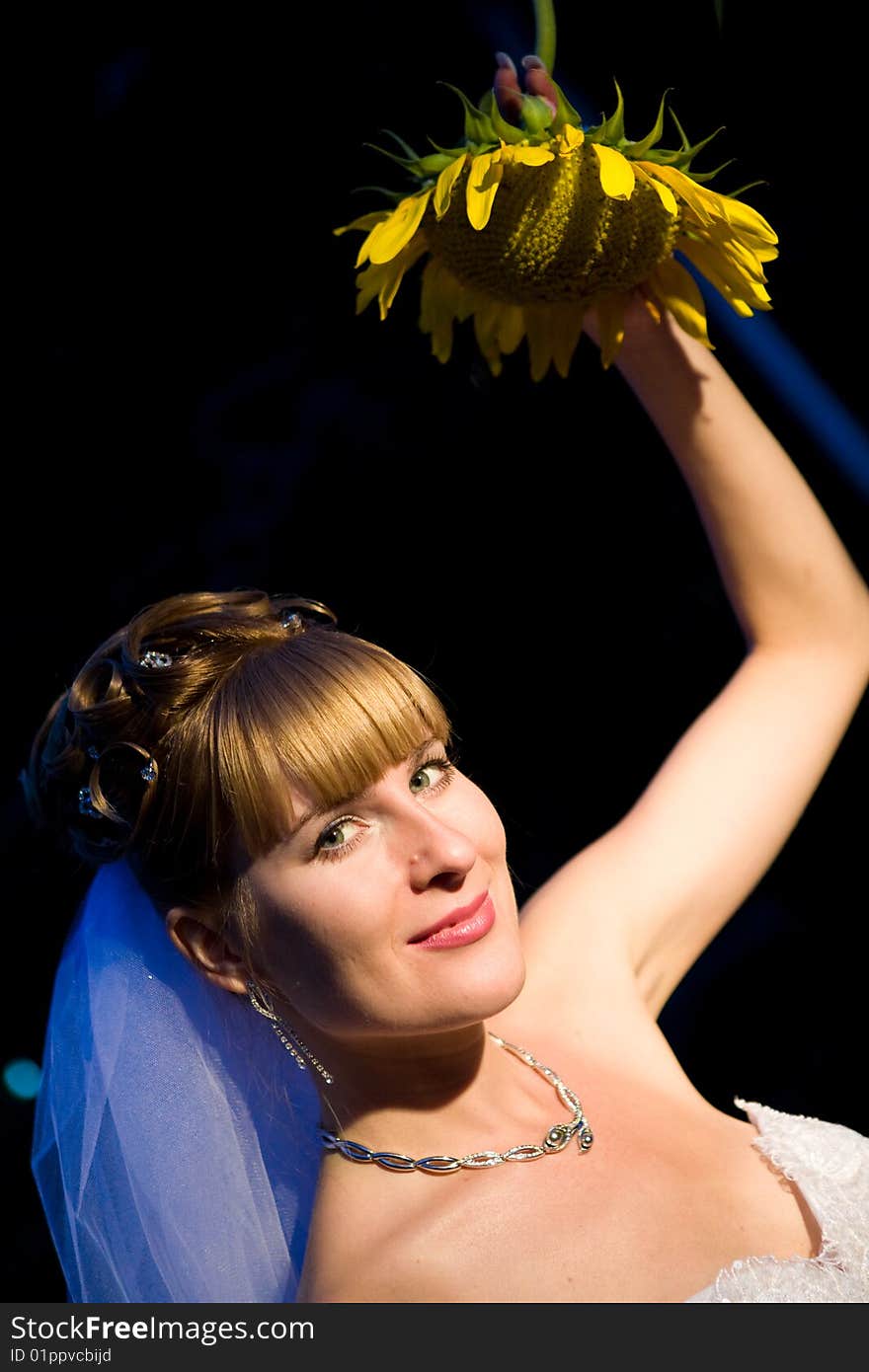 Bride with sunflower