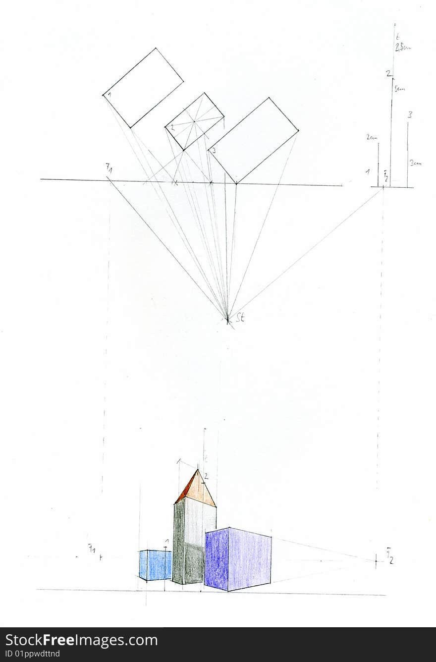 Central Perspective of Cubes and Architecture