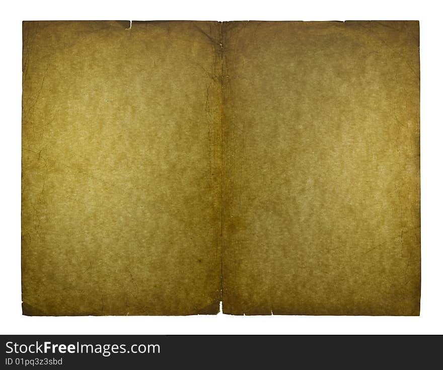 Old sheet of paper isolated on white