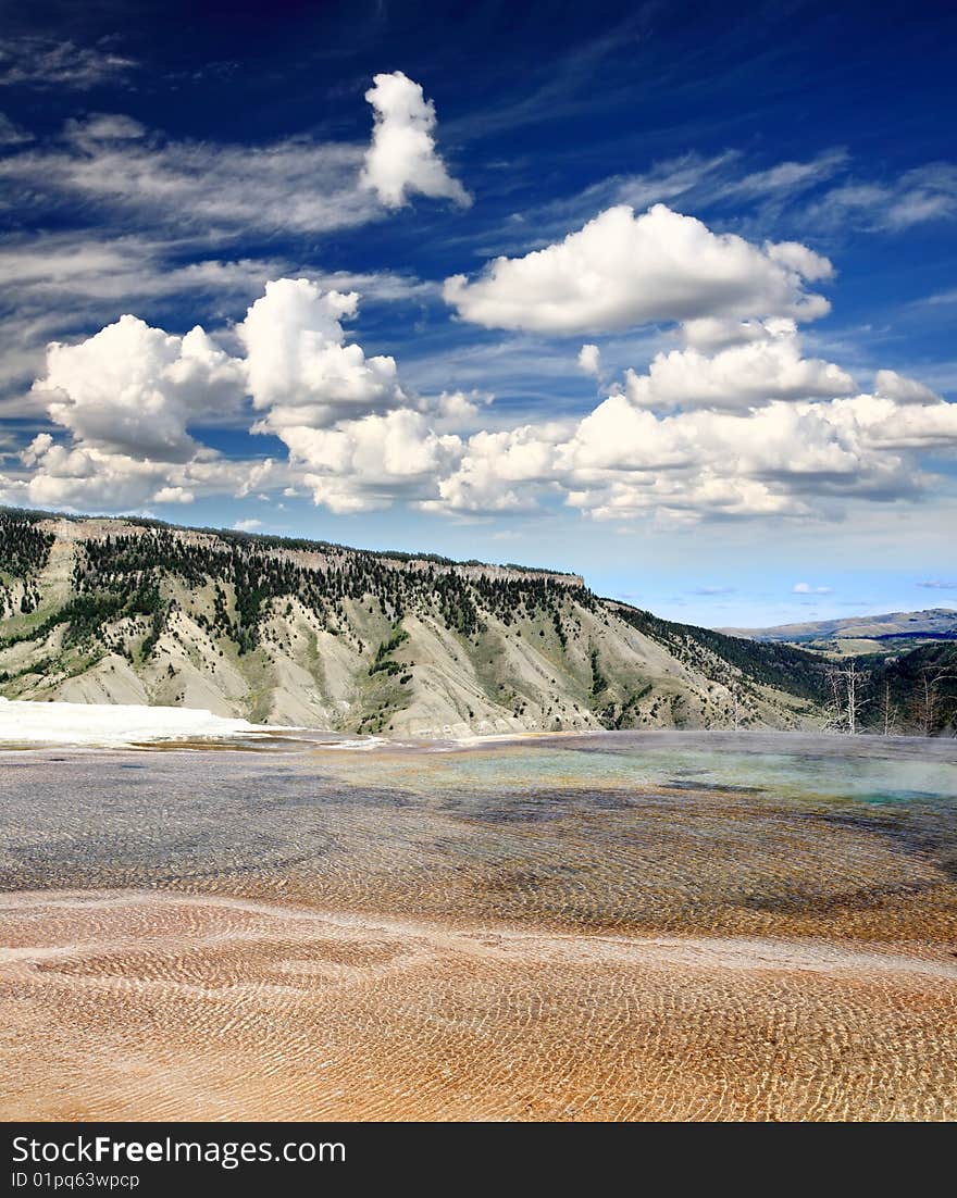 The Mammoth Hot Spring area in Yellowstone National Park in Wyoming