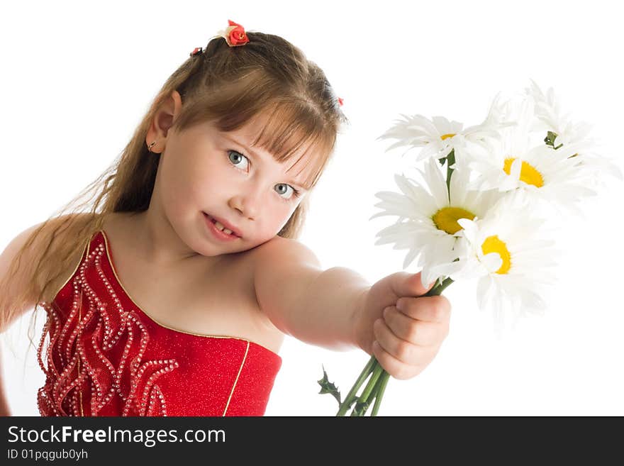 An image of a pretty girl with camomiles