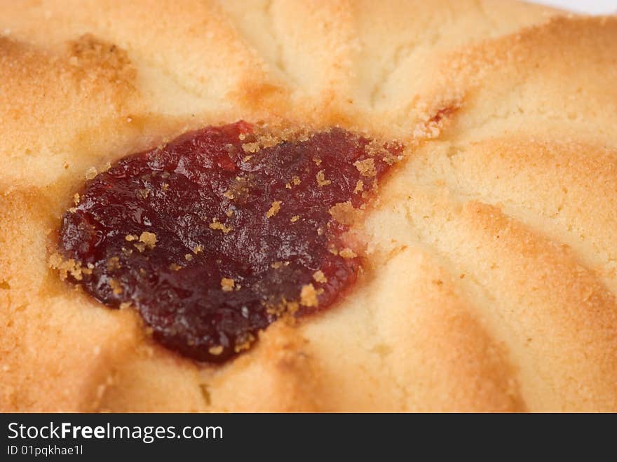 Jelly filled cookie isolated on white background. Jelly filled cookie isolated on white background