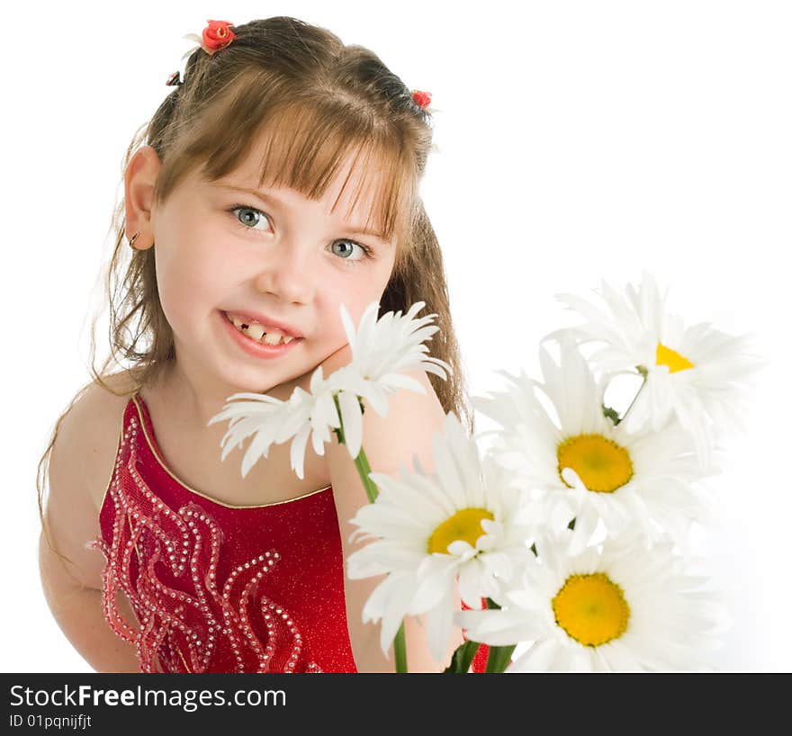 An image of a pretty girl with white flowers