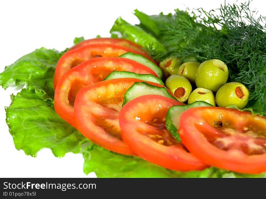 Vegetable with verdure isolated over white