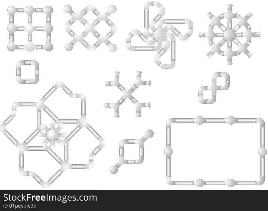 Turn of the pipeline metal, an every possible pattern. Turn of the pipeline metal, an every possible pattern