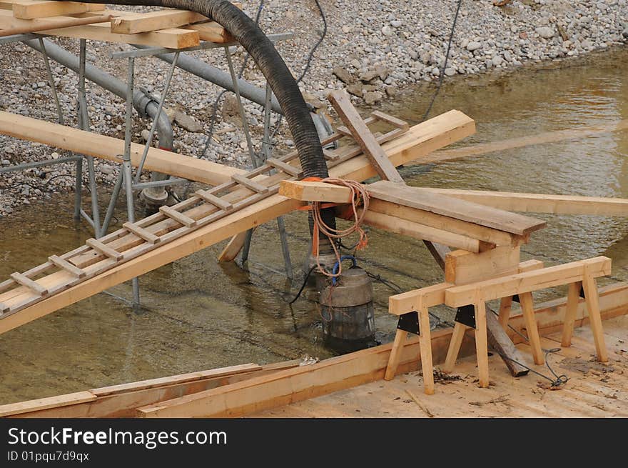 A view at a construction area. A view at a construction area.