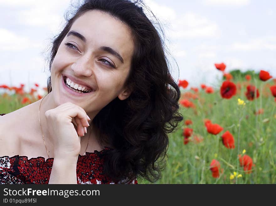 Portrait of a woman with flowers