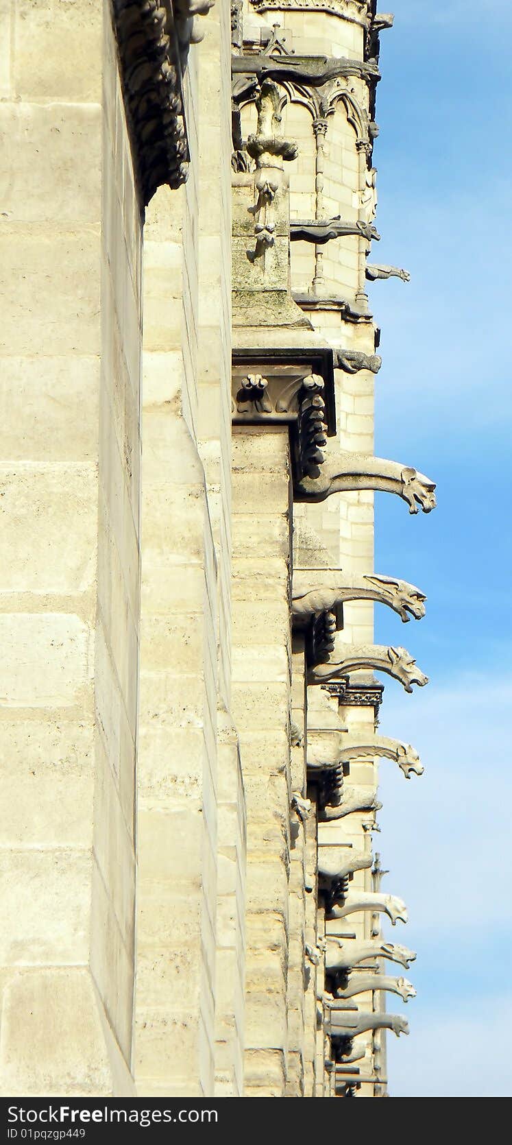 Detail of sculptures on Notre dame cathedral , Paris, France. Detail of sculptures on Notre dame cathedral , Paris, France