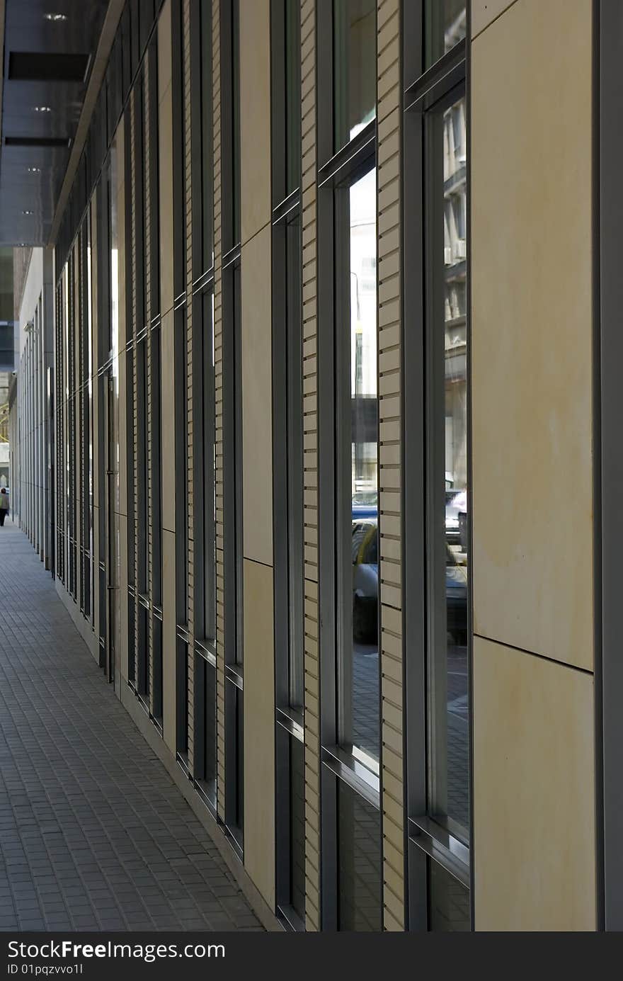 Modern building wall in downtown