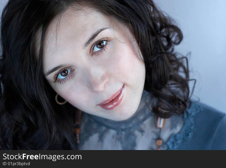 Portrait of young lady with brown eyes. Portrait of young lady with brown eyes