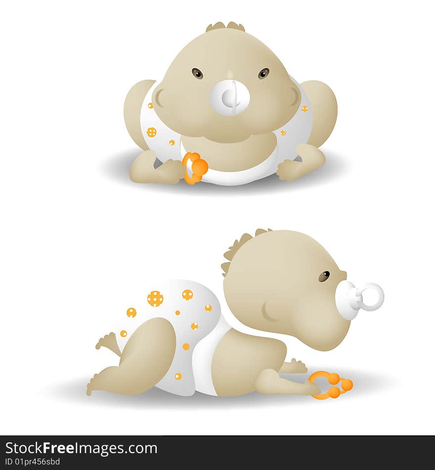 A cartoon vector illustration of a baby boy isolated on white background, front and side-view. A cartoon vector illustration of a baby boy isolated on white background, front and side-view.