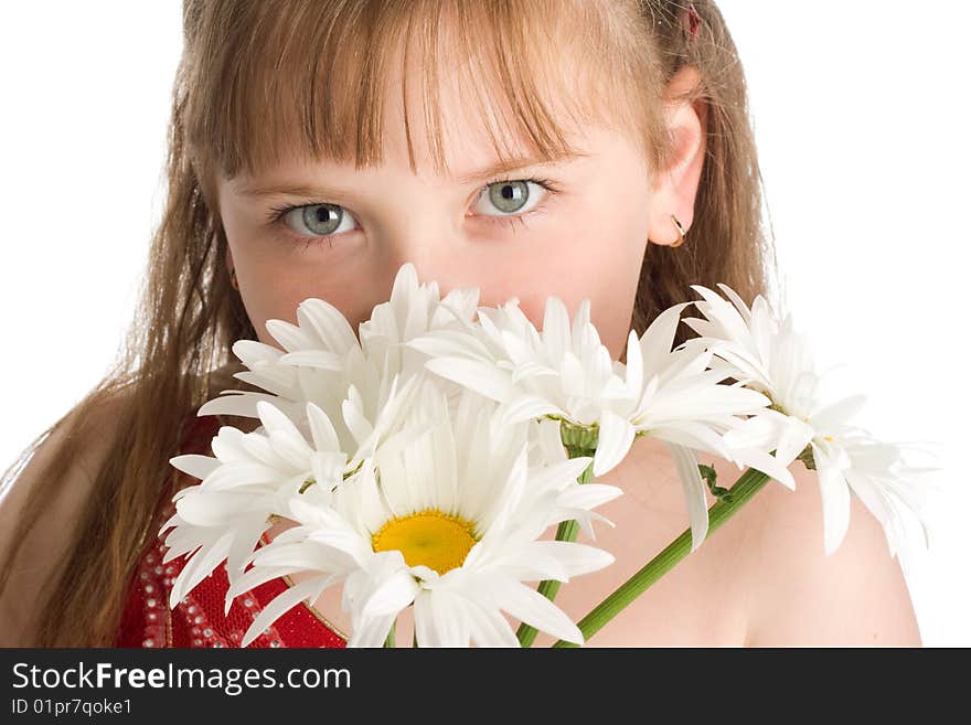 Girl with white flowers