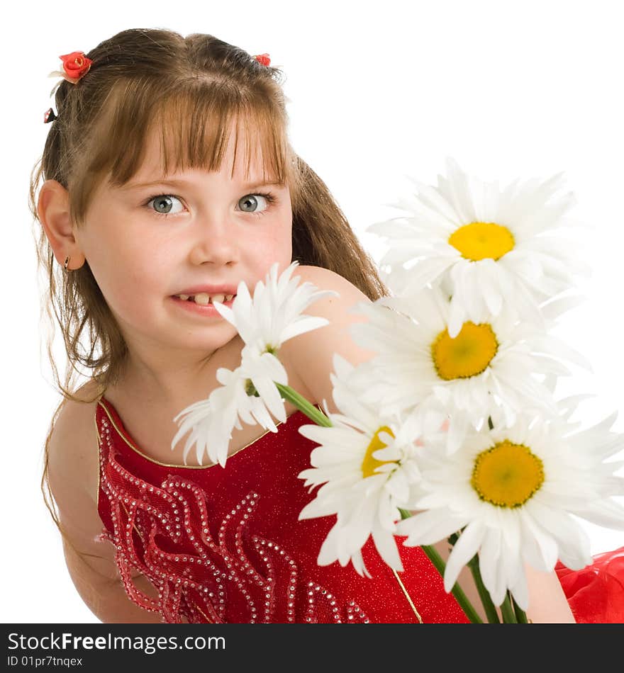 An image of a pretty girl with white flowers