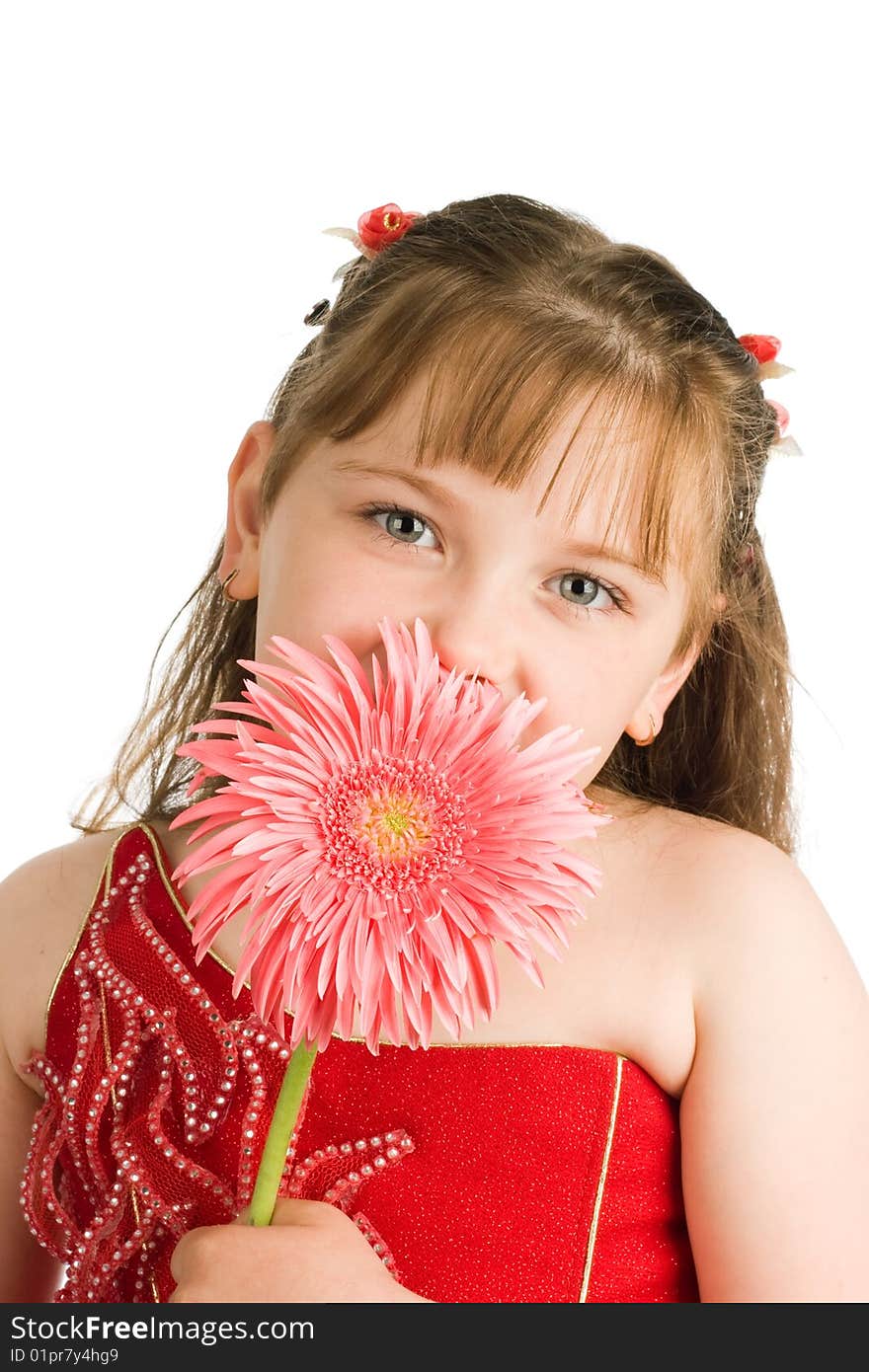 Portrait of nice girl with flower