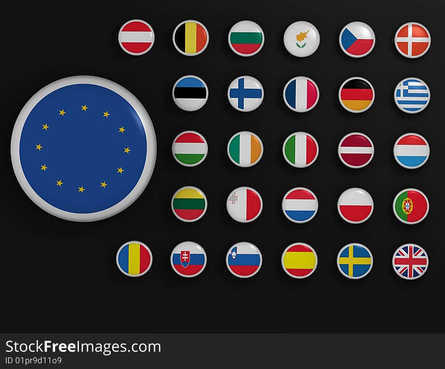 European Union. High resolution 3d render on black. European Union. High resolution 3d render on black