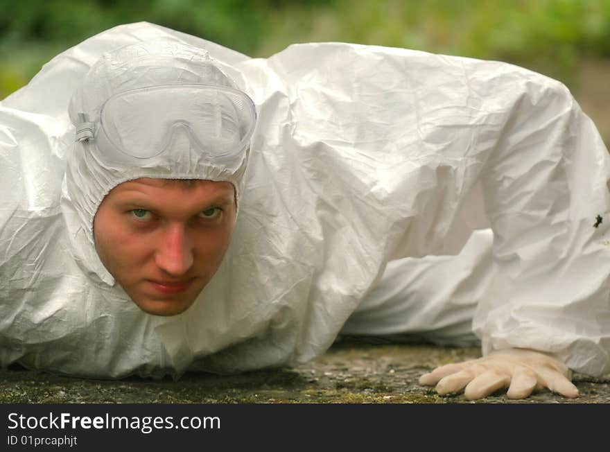 Worker in protective wear