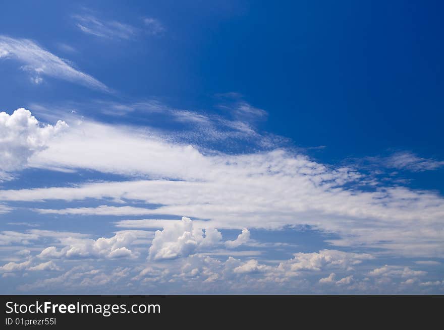 Wide angle blue sky with daylight background