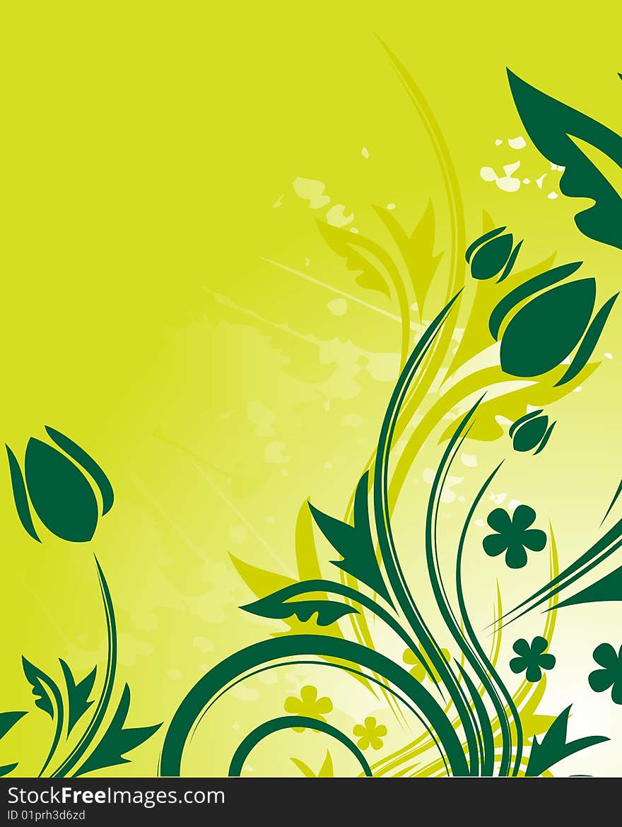 Green floral background with place for your text. Green floral background with place for your text