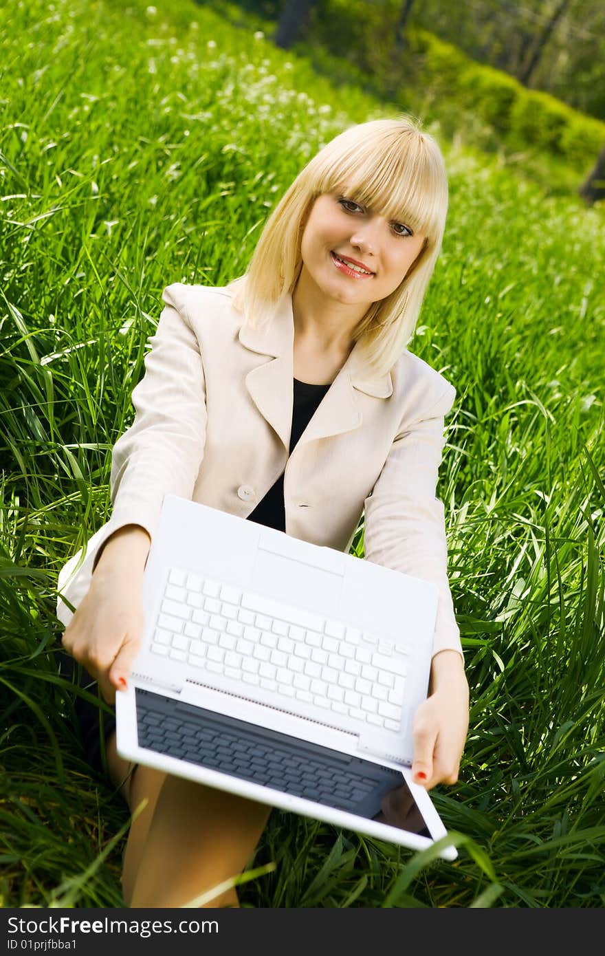 Smiling girl and notebook