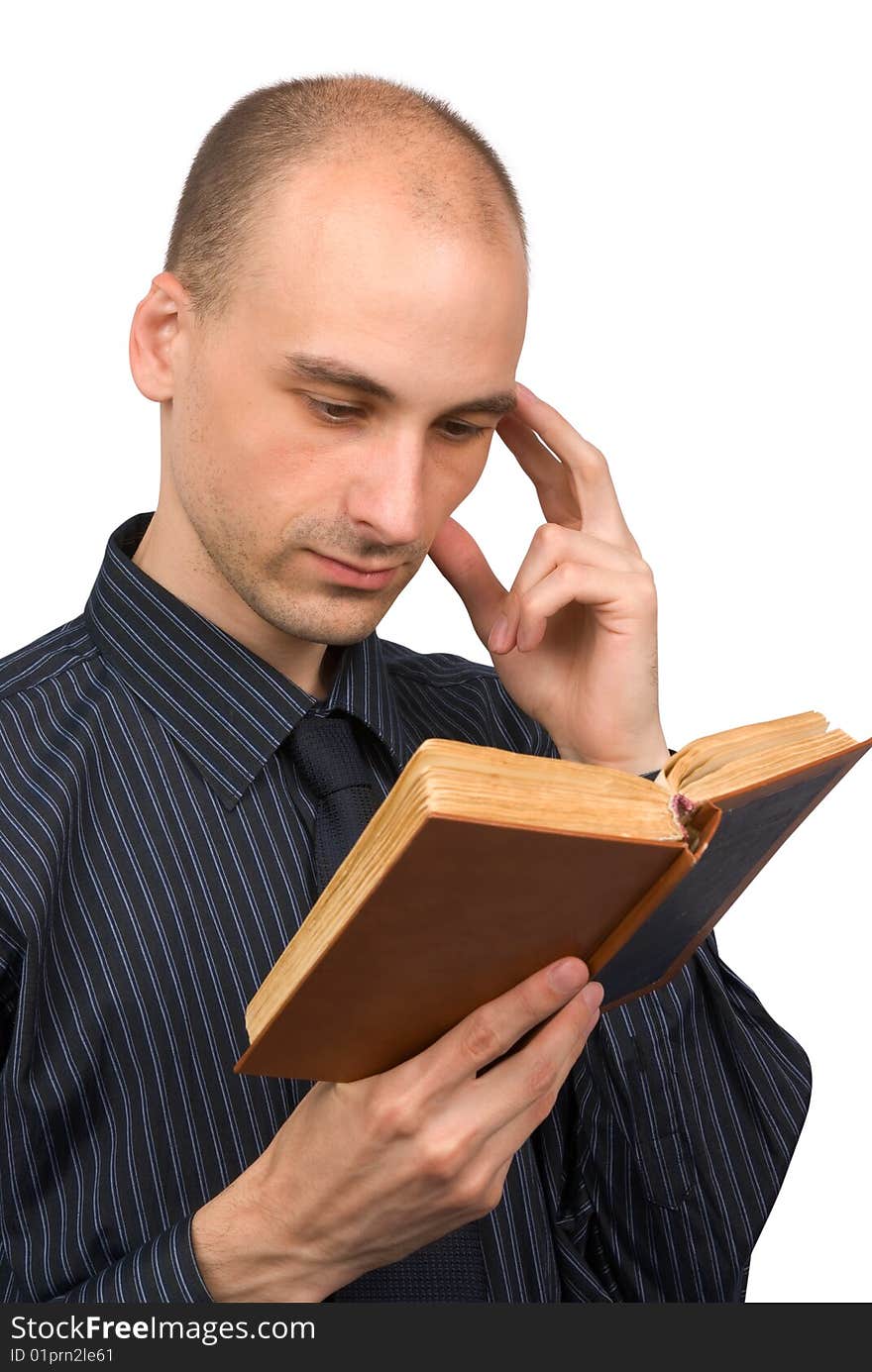 Young man reading book