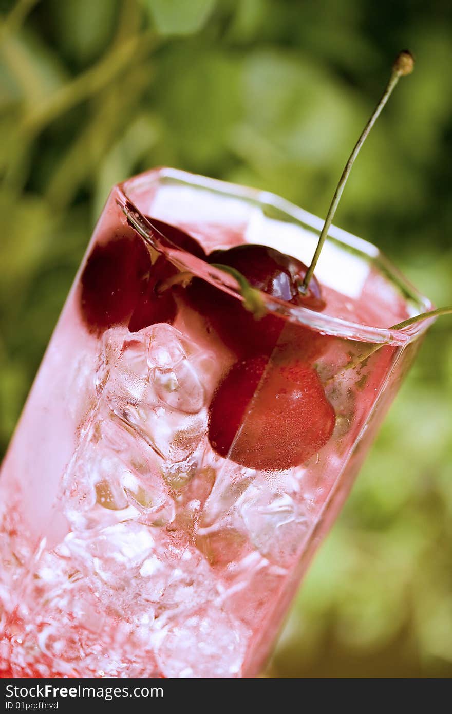 Refreshment drink on green background. Refreshment drink on green background