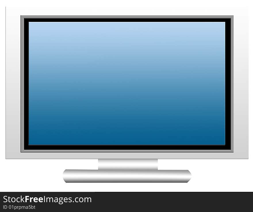 Blue plasma screen on white background. Isolated electronic object