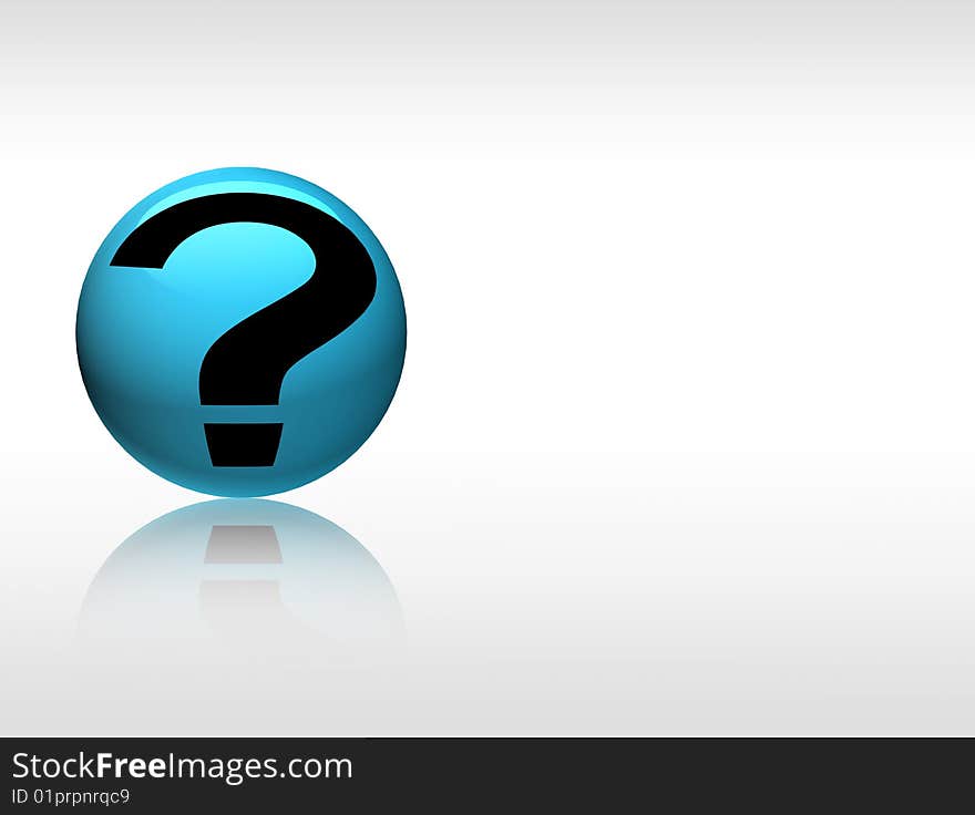 Question sign on blue sphere. Abstract illustration. Question sign on blue sphere. Abstract illustration