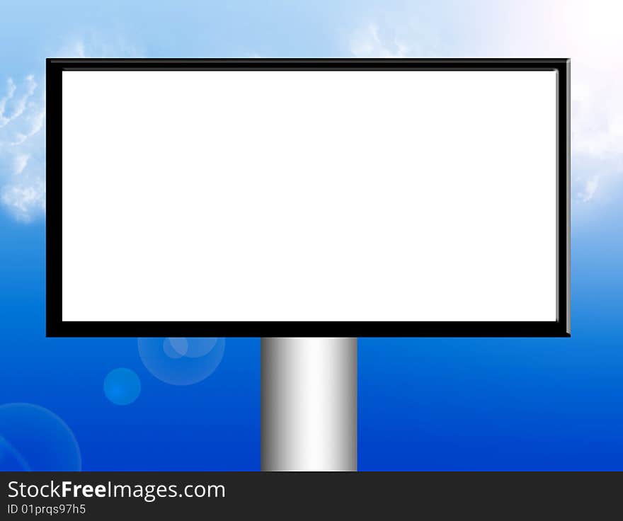 Blank advertisement on sky background. Abstract illustration