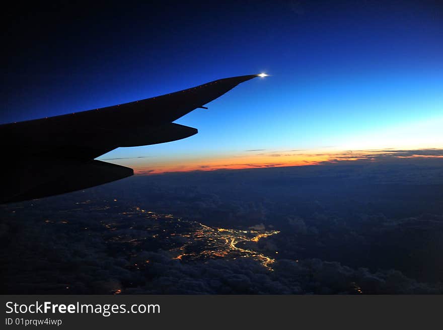 A high altitude view from an airplane. A high altitude view from an airplane.