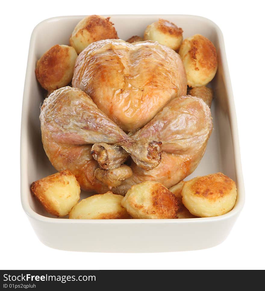 Roast chicken with roast potatoes