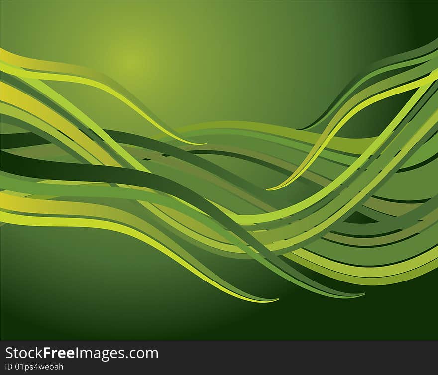 The vector illustration contains the image of green waves background