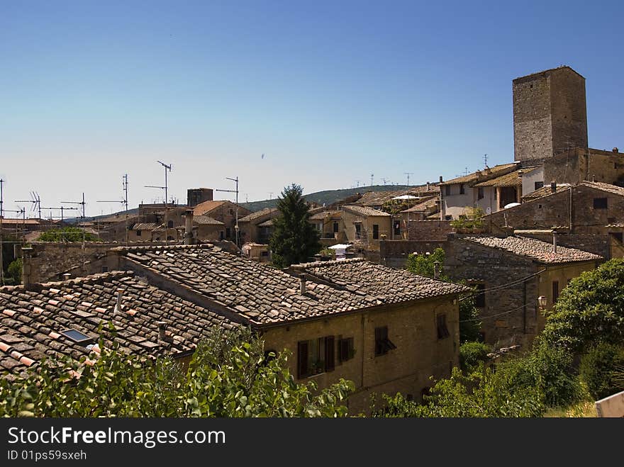 View over rooftops in San Gimignano, Tuscany,Italy