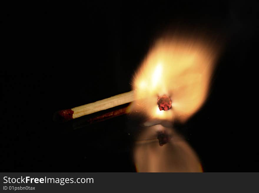 Match stick bursting into flames