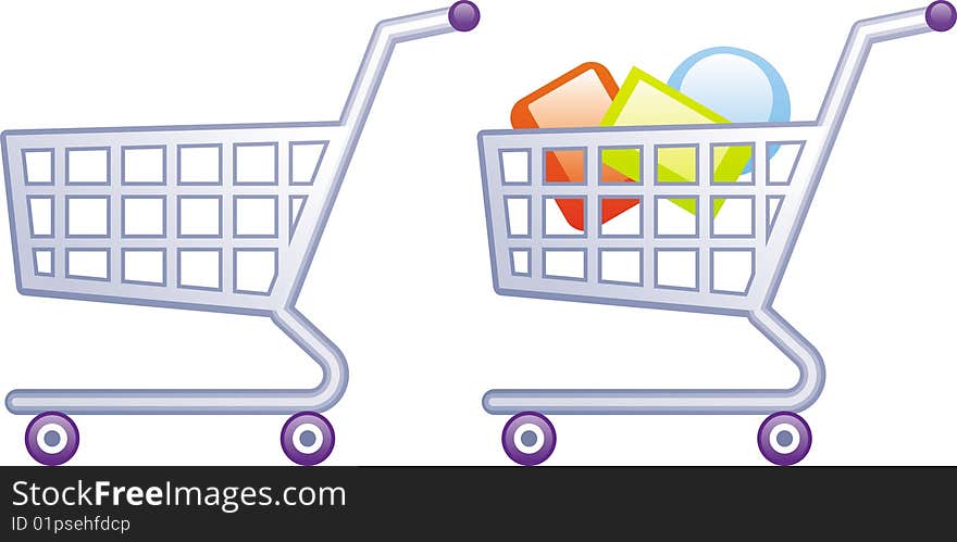 Vector shopping carts illustration on white background. Vector shopping carts illustration on white background