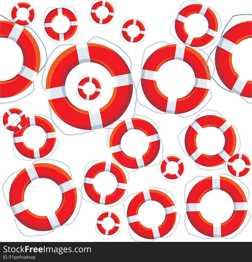 Seamless texture of the lifebuoys red on a white background. Seamless texture of the lifebuoys red on a white background