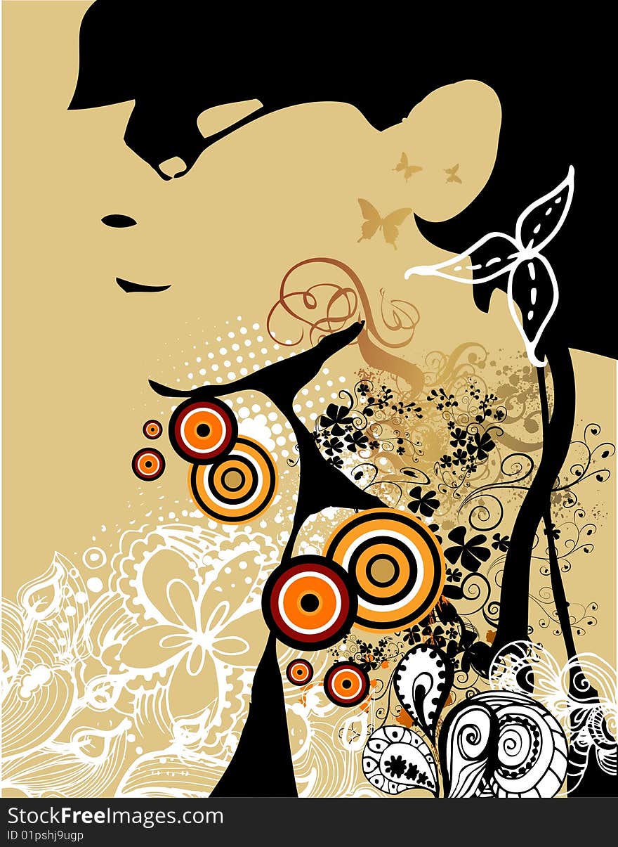 Creative and colorful complex illustration with woman's face and may colors, shapes and designs. Creative and colorful complex illustration with woman's face and may colors, shapes and designs.