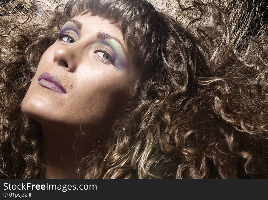 Portrait of young beautiful woman on black background. Portrait of young beautiful woman on black background