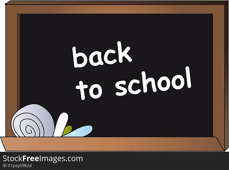 Illustration of a blackboard with a write back to school