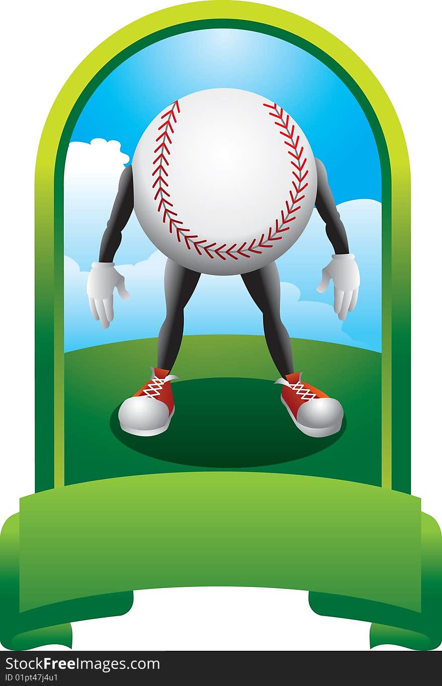 Baseball character inside green display