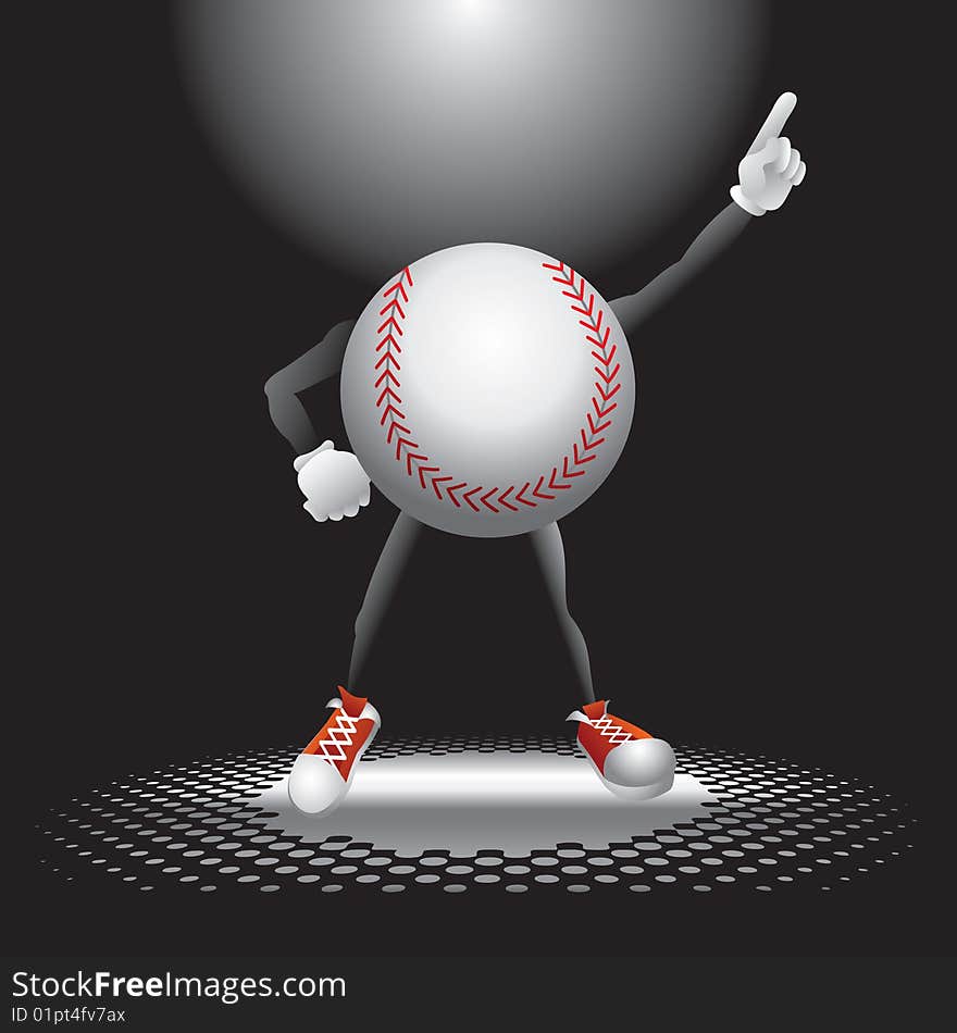 Baseball cartoon character on the dance floor. Baseball cartoon character on the dance floor