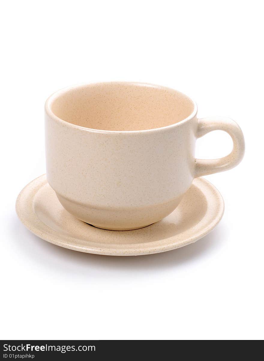 Empty ceramic coffee cup and saucer. Empty ceramic coffee cup and saucer