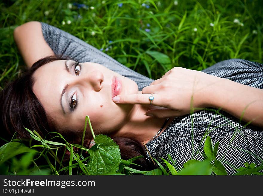 Pretty Woman Close-Up Portrait Outdoors