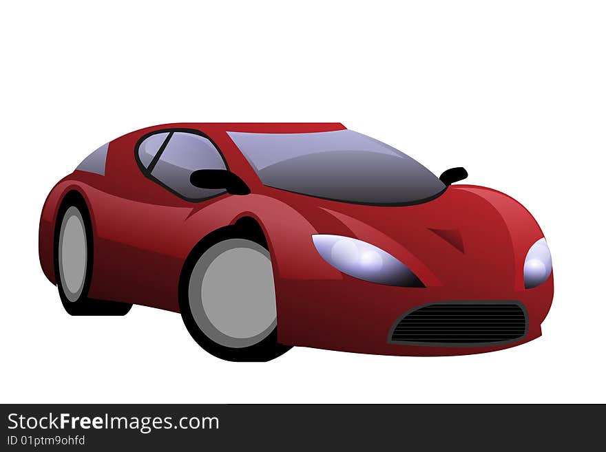 A sport red car prototype. A sport red car prototype