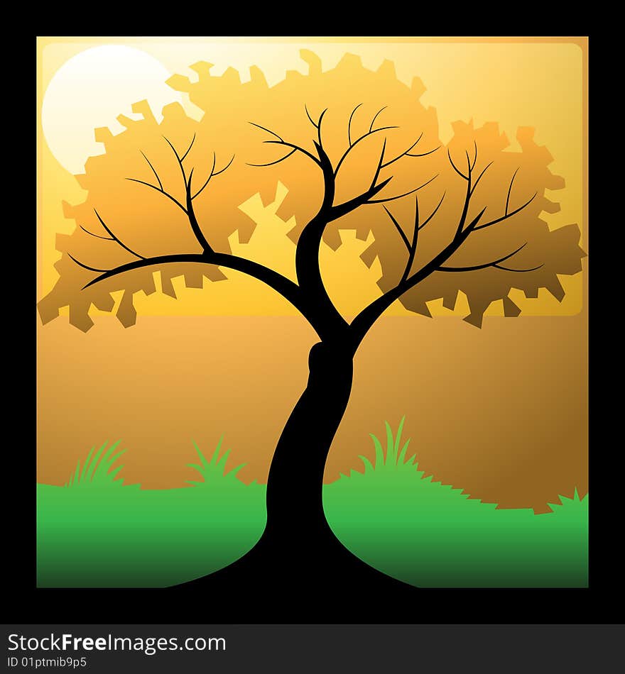 An illustration of a yellow tree