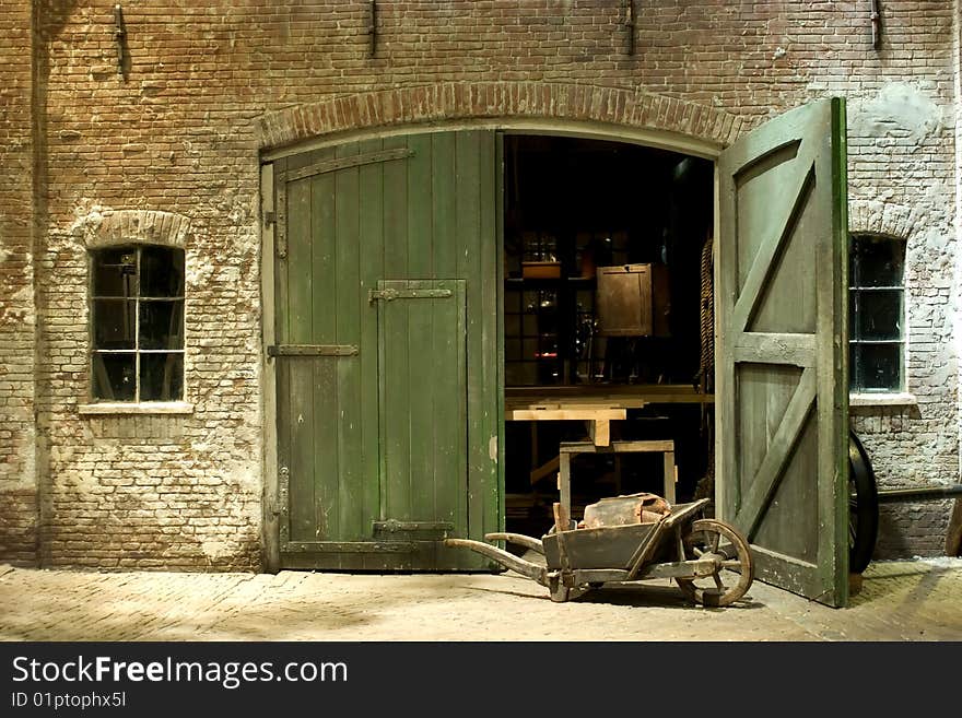 Exterior of a workshop from a 19th century. Exterior of a workshop from a 19th century