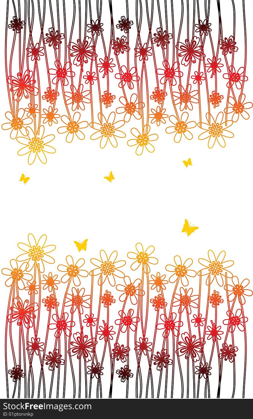 Floral summer banner, vector illustration