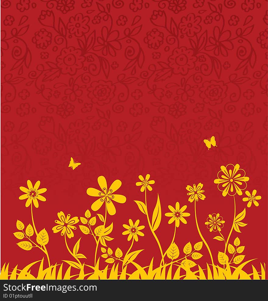 Floral summer banner, vector illustration